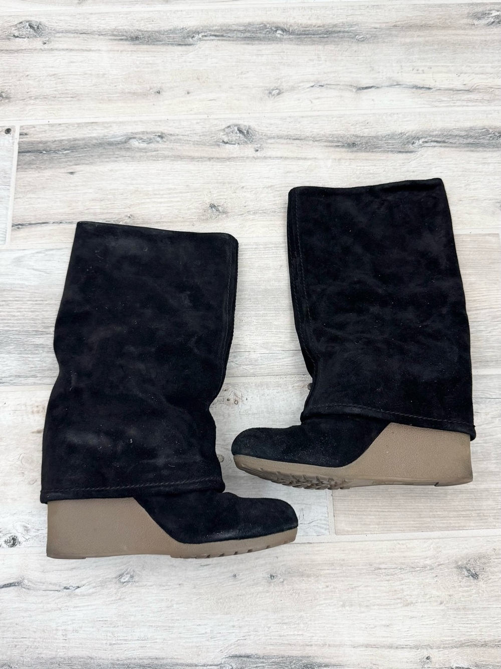 MRKT Bea Black Suede Wedge Boots